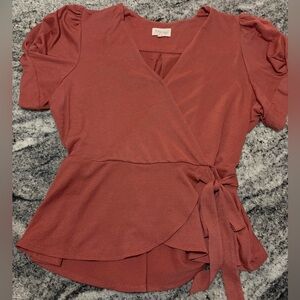 Meraki Terracotta Wrap Blouse